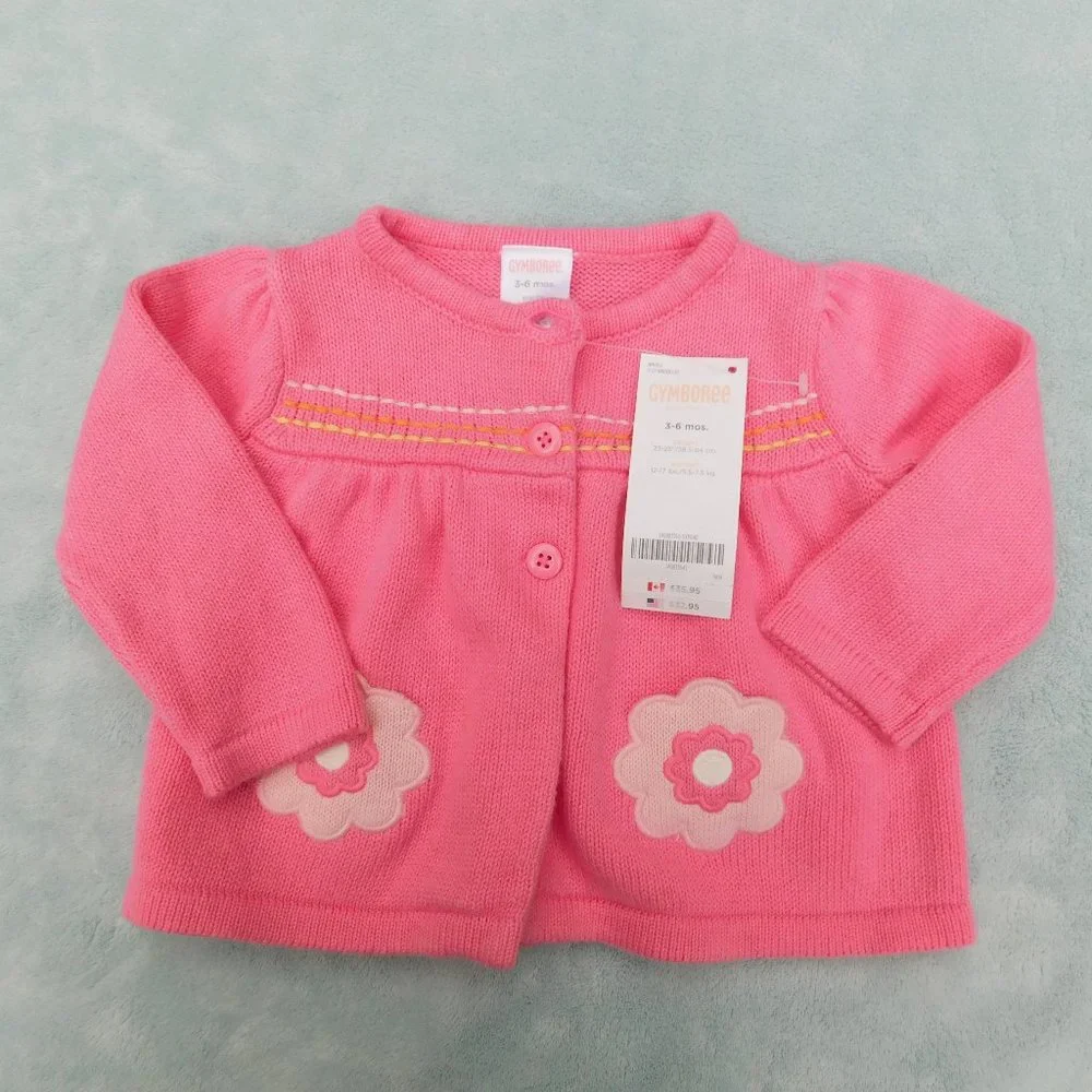 Gymboree 3-6m Embroidered Sweater with Flower Pockets NWT
